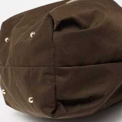 Pre Owned CH Carolina Herrera Brown Nylon and Leather Bow Bucket Bag