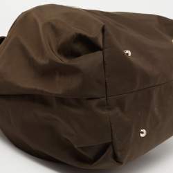 Pre Owned CH Carolina Herrera Brown Nylon and Leather Bow Bucket Bag