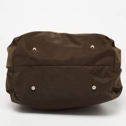 Pre Owned CH Carolina Herrera Brown Nylon and Leather Bow Bucket Bag