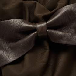 Pre Owned CH Carolina Herrera Brown Nylon and Leather Bow Bucket Bag