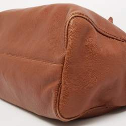 Pre Owned CH Carolina Herrera Brown Leather Flap Tote