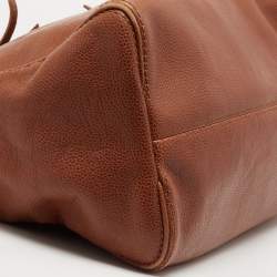 Pre Owned CH Carolina Herrera Brown Leather Flap Tote