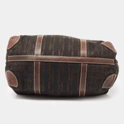 Pre Owned حقيبة يد توتس سي أتش كارولينا هيريرا جلد وكانفاس مونوغرامي بني غامق بجيب أمامي 