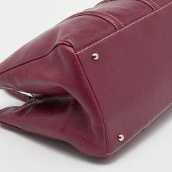 Pre Owned CH Carolina Herrera Burundy Leather Matteo Tote