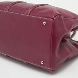 Pre Owned CH Carolina Herrera Burundy Leather Matteo Tote