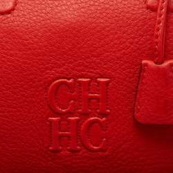 Pre Owned CH Carolina Herrera Orange Leather Bowler Bag