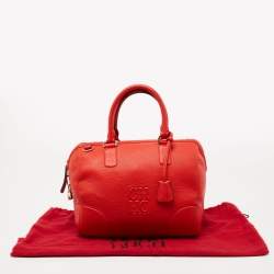 Pre Owned CH Carolina Herrera Orange Leather Bowler Bag