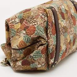 Pre Owned CH Carolina Herrera Multicolor Signature Print Fabric and Leather Chain Hobo