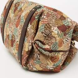 Pre Owned CH Carolina Herrera Multicolor Signature Print Fabric and Leather Chain Hobo