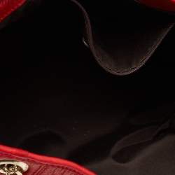 Pre Owned CH Carolina Herrera Red Monogram Embossed Leather Chain Hobo