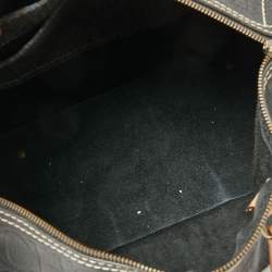Pre Owned CH Carolina Herrera Dark Grey Monogram Embossed Leather Large Andy Boston Bag