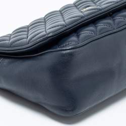 مملوكة مسبقًا CH Carolina Herrera Blue Quilted Leather Flap Chain Shoulder Bag