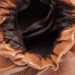 Pre Owned CH Carolina Herrera Brown Embossed Leather Bucket Shoulder Bag