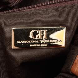 Pre Owned CH Carolina Herrera Brown Embossed Leather Bucket Shoulder Bag