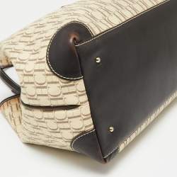 مملوكة مسبقًا CH Carolina Herrera Beige/Brown Monogram Canvas And Leather Shopper Tote