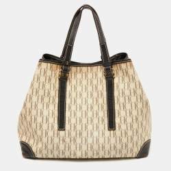 مملوكة مسبقًا CH Carolina Herrera Beige/Brown Monogram Canvas And Leather Shopper Tote