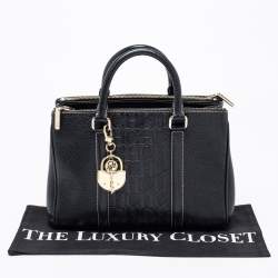 Pre Owned CH Carolina Herrera Black Leather Double Zip Matteo Tote