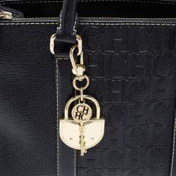 Pre Owned CH Carolina Herrera Black Leather Double Zip Matteo Tote