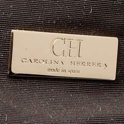 Pre Owned CH Carolina Herrera Brown Monogram Embossed Leather Chain Tote 
