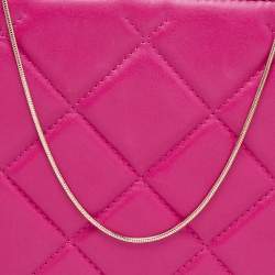 Pre Owned CH Carolina Herrera Magenta Quilted Leather Frame Chain Clutch