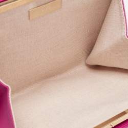 Pre Owned CH Carolina Herrera Magenta Quilted Leather Frame Chain Clutch