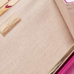 Pre Owned CH Carolina Herrera Magenta Quilted Leather Frame Chain Clutch