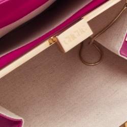 Pre Owned CH Carolina Herrera Magenta Quilted Leather Frame Chain Clutch