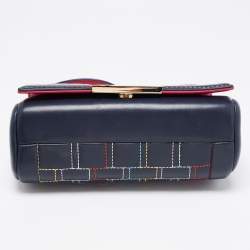 Pre Owned حقيب ة كتف سي أتش كارولينا هيريرا جلد زرقاء مبطنة بقلاب