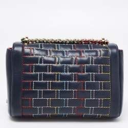 Pre Owned حقيبة كتف سي أتش كارولينا هيريرا جلد زرقاء مبطنة بقلاب