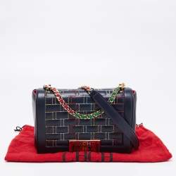 Pre Owned حقيبة كتف سي أتش كارولينا هيريرا جلد زرقاء مبطنة بقلاب