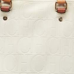 Pre Owned حقيبة يد توتس سي أتش كارولينا هيريرا اندي جلد منقوش مونوغرامي أوف وايت 