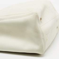 Pre Owned حقيبة يد توتس سي أتش كارولينا هيريرا اندي جلد منقوش مونوغرامي أوف وايت 