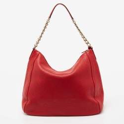 Pre Owned CH Carolina Herrera Red Leather Tassel Hobo