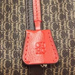 Pre Owned CH Carolina Herrera Brown/Yellow  Monogram Coated Canvas and Leather Matryoshka Padlock Tote