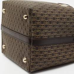 Pre Owned CH Carolina Herrera Brown/Yellow  Monogram Coated Canvas and Leather Matryoshka Padlock Tote