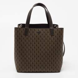 Pre Owned CH Carolina Herrera Brown/Yellow  Monogram Coated Canvas and Leather Matryoshka Padlock Tote