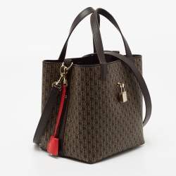 Pre Owned CH Carolina Herrera Brown/Yellow  Monogram Coated Canvas and Leather Matryoshka Padlock Tote