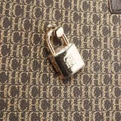 Pre Owned CH Carolina Herrera Brown/Yellow  Monogram Coated Canvas and Leather Matryoshka Padlock Tote