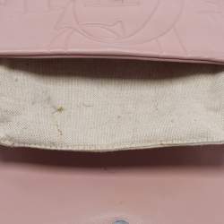 Pre Owned CH Carolina Herrera Pink Embossed Leather Flap Top Handle Bag