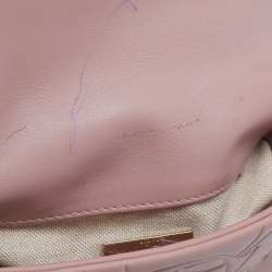 Pre Owned CH Carolina Herrera Pink Embossed Leather Flap Top Handle Bag