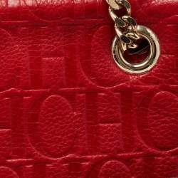 Pre Owned حقيبة كتف سي أتش كارولينا هيريرا اودري جلد مونوغرامي أحمر