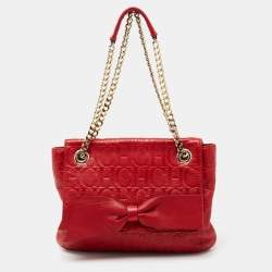 Pre Owned حقيبة كتف سي أتش كارولينا هيريرا اودري جلد مونوغرامي أحمر