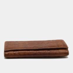 Pre Owned CH Carolina Herrera Brown Monogram Leather Flap Continental Wallet
