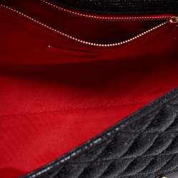 Pre Owned CH Carolina Herrera Black Quilted Shimmer Fabric Flap Chain Shoulder Bag