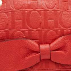 CH Carolina Herrera Red Monogram Leather Audrey Shoulder Bag