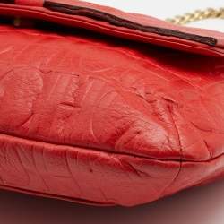 CH Carolina Herrera Red Monogram Leather Audrey Shoulder Bag