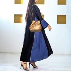 Pre Owned CH Carolina Herrera Metallic Gold Embossed Leather Bow Bucket Bag