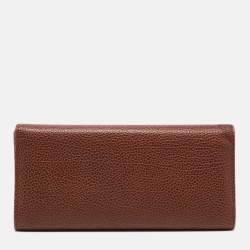 Pre Owned CH Carolina Herrera Brown Monogram Leather Flap Continental Wallet