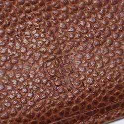 Pre Owned CH Carolina Herrera Brown Monogram Leather Flap Continental Wallet