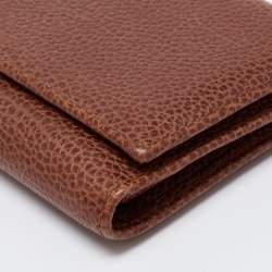 Pre Owned CH Carolina Herrera Brown Monogram Leather Flap Continental Wallet